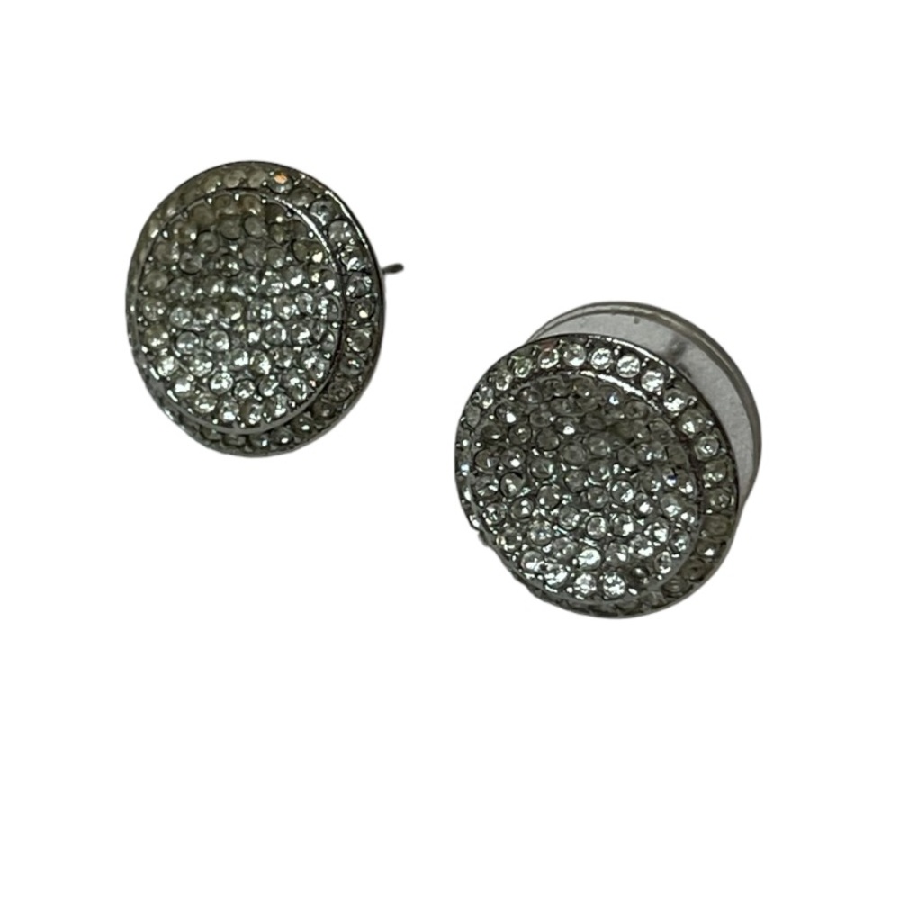 Michael Kors Pave Rhinestone Disc Stud Earrings